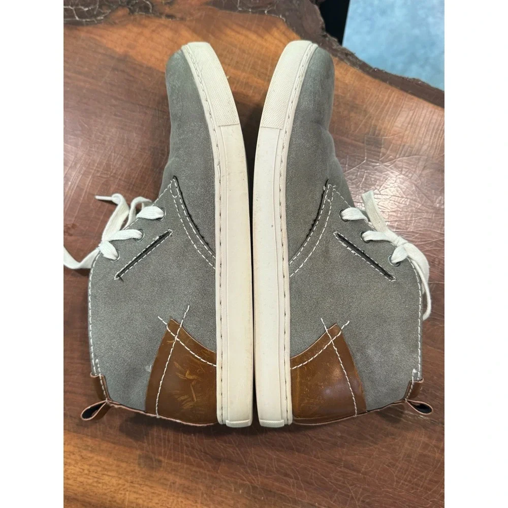 Men's Chukka Sneakers Gray Lace-Up Casual Shoes Size 10.5 Drexel Grey‎ Faux 2